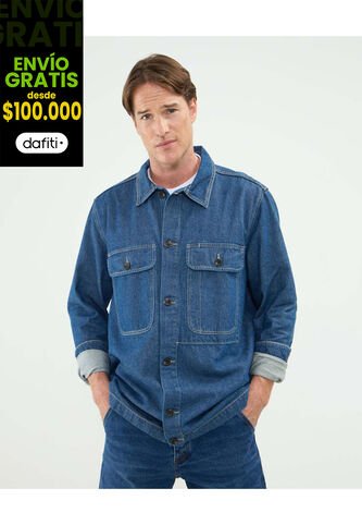 Camisa Para Hombre Sobrecamisa Manga Larga Color Azul Marca Patprimo #44013117 Patprimo