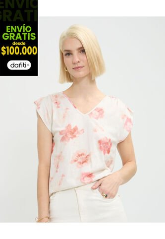 Camiseta Para Mujer Manga Corta Cuello V Color Blanco Marca Patprimo #30093725 Patprimo