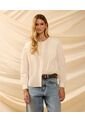 Blusa De Cuello Redondo Con Alforzas   Para Mujer Crema Patprimo de Patprimo