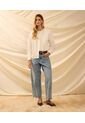 Blusa De Cuello Redondo Con Alforzas   Para Mujer Crema Patprimo de Patprimo