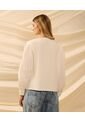 Blusa De Cuello Redondo Con Alforzas   Para Mujer Crema Patprimo de Patprimo