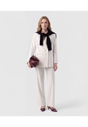 Blazer Cruzado De Doble Botonadura   Para Mujer Blanco Patprimo