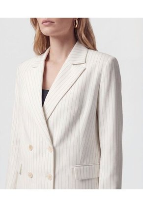 Blazer Cruzado De Doble Botonadura   Para Mujer Blanco Patprimo