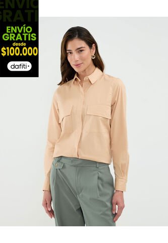 Camisa Para Mujer Manga Larga Color Café Marca Patprimo #30010688 Patprimo