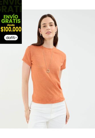 Camiseta Para Mujer Manga Corta Cuello Redondo Color Naranja Marca Patprimo #30093696 Patprimo