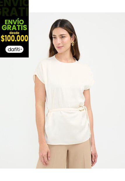 Blusa Para Mujer Manga Corta Color Crema Marca Patprimo #30123480