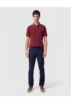 Polo Con Pechera En Contraste   Para Hombre Vino Patprimo