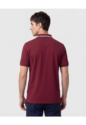 Polo Con Pechera En Contraste   Para Hombre Vino Patprimo