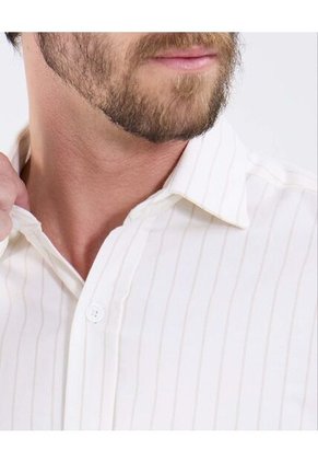 Camisa Para Hombre Manga Larga Sin Bolsillo Cuello Casual M Color Crema Marca Patprimo #44013156