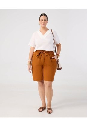 Blusa Con Detalle Tejido En Escote  Curvy  Para Mujer Blanco Patprimo