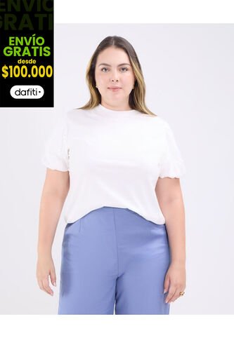 Camiseta Para Mujer Manga Corta Cuello Redondo Color Blanco Marca Patprimo #14091422 Patprimo