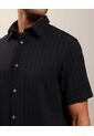 Camisa De Manga Corta Texturizada   Para Hombre Azul Patprimo de Patprimo