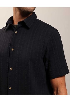 Camisa De Manga Corta Texturizada   Para Hombre Azul Patprimo