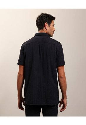 Camisa De Manga Corta Texturizada   Para Hombre Azul Patprimo