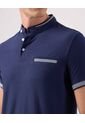Polo Cuello Mao Con Bolsillo Ribete Texturizada  Para Hombre Azul Patprimo de Patprimo