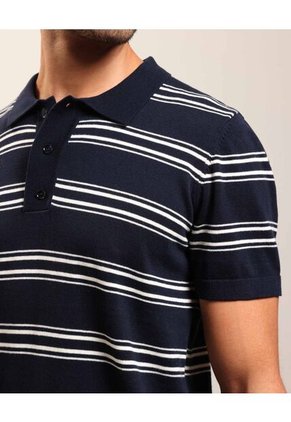 Polo De Punto A Rayas   Para Hombre Azul Patprimo