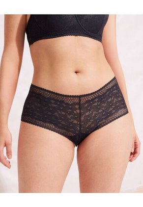 Panty Cachetero En Encaje Unicolor  Para Mujer Negro Patprimo