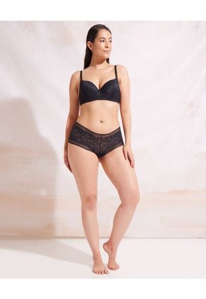 Panty Cachetero En Encaje Unicolor  Para Mujer Negro Patprimo