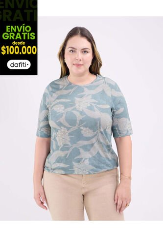 Camiseta Para Mujer Manga Corta Cuello Redondo Color Verde Marca Patprimo #14091421 Patprimo