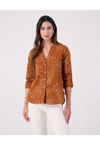 Blusa Texturizada Manga Larga   Para Mujer Café Patprimo Patprimo