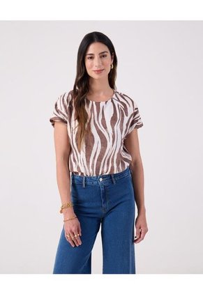 Blusa Para Mujer Manga Corta Color Café Marca Patprimo #30123632