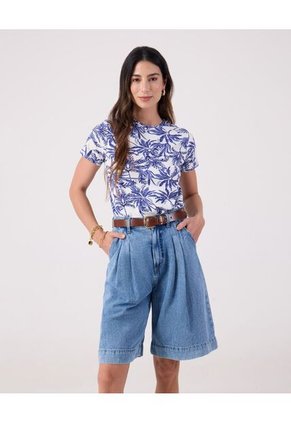 Camiseta Para Mujer Manga Corta Cuello Redondo Color Azul Marca Patprimo #30093849