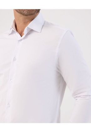 Camisa Formal De Manga Larga   Para Hombre Blanco Patprimo