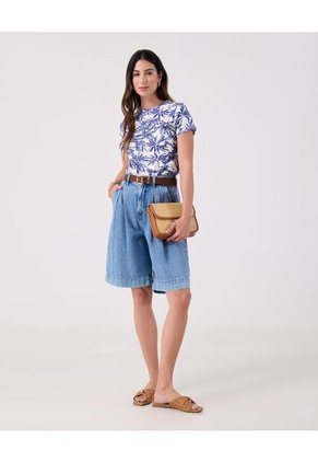 Camiseta Para Mujer Manga Corta Cuello Redondo Color Azul Marca Patprimo #30093849