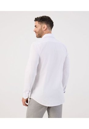 Camisa Formal De Manga Larga   Para Hombre Blanco Patprimo