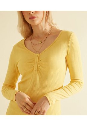 Camiseta Para Mujer Manga Larga Color Amarillo  Marca Patprimo #30093208