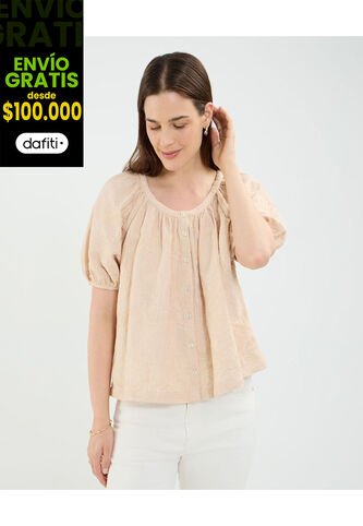 Blusa Para Mujer Manga Corta Color Beige Marca Patprimo #30123437 Patprimo