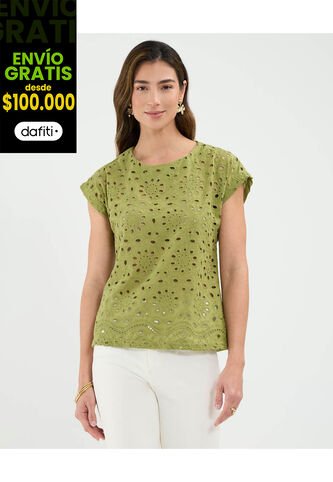 Blusa Para Mujer Manga Corta Color Verde Marca Patprimo #30123537 Patprimo