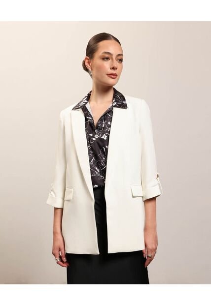 Blazer Unicolor  Para Mujer Blanco Patprimo
