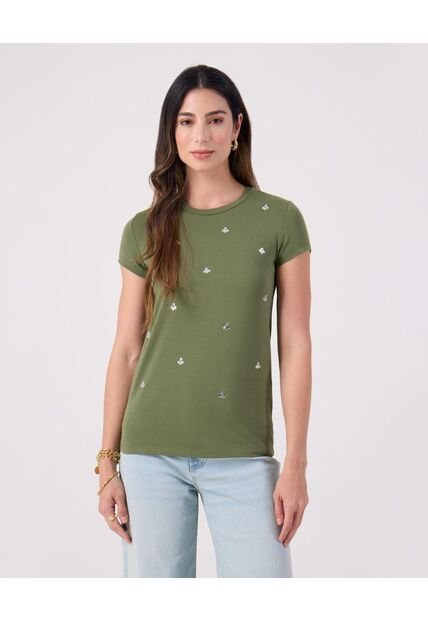 Camiseta Para Mujer Manga Corta Cuello Redondo Color Verde Marca Patprimo #30093839