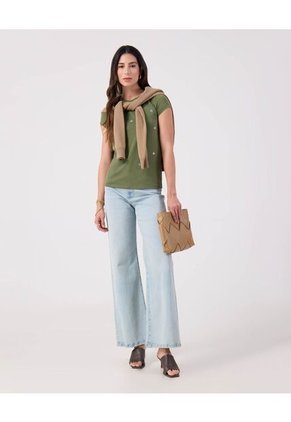 Camiseta Para Mujer Manga Corta Cuello Redondo Color Verde Marca Patprimo #30093839