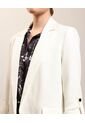 Blazer Unicolor  Para Mujer Blanco Patprimo de Patprimo