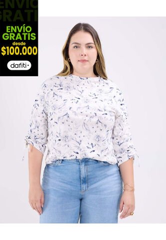 Camiseta Para Mujer Manga 3/4 Cuello Redondo Color Crema Marca Patprimo #14091411 Patprimo