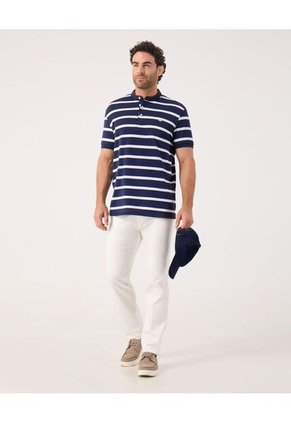 Polo Cuello Mao A Rayas   Para Hombre Azul Patprimo