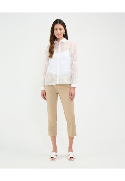 Pantalón Capri Con Taches  Para Mujer Beige Patprimo