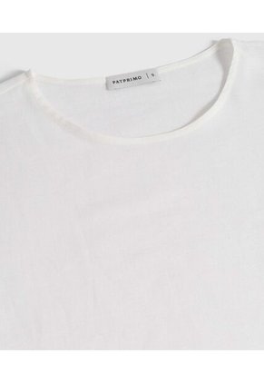 Blusa Unicolor Manga Corta Con Doblez   Para Mujer Blanco Patprimo