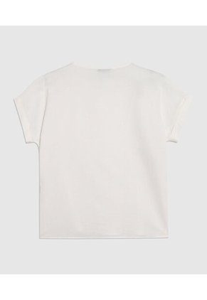Blusa Unicolor Manga Corta Con Doblez   Para Mujer Blanco Patprimo