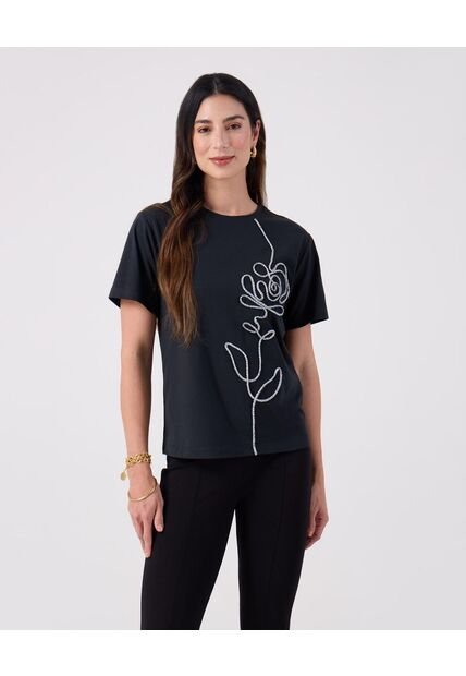 Camiseta Para Mujer Manga Corta Cuello Redondo Color Negro Marca Patprimo #30093875