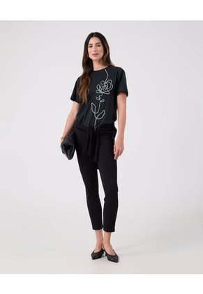 Camiseta Para Mujer Manga Corta Cuello Redondo Color Negro Marca Patprimo #30093875