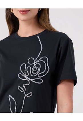 Camiseta Para Mujer Manga Corta Cuello Redondo Color Negro Marca Patprimo #30093875