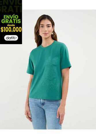 Camiseta Para Mujer Manga Corta Cuello Redondo Color Verde Marca Patprimo #30093697 Patprimo