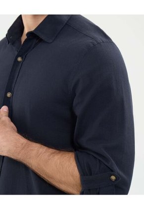 Camisa Para Hombre Manga Larga Con Bolsillo Cuello Casual M Color Azul Oscuro Marca Patprimo #44013093