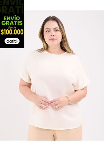 Blusa Para Mujer Manga Corta Color Crema Marca Patprimo #14121381 Patprimo