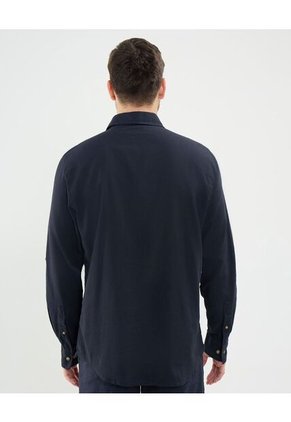 Camisa Para Hombre Manga Larga Con Bolsillo Cuello Casual M Color Azul Oscuro Marca Patprimo #44013093