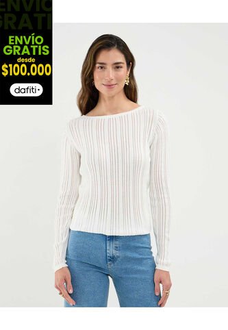 Camiseta Para Mujer Manga Larga Cuello Redondo Color Blanco Marca Patprimo #30093703 Patprimo