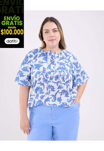 Blusa Para Mujer Manga Corta Color Azul Marca Patprimo #14121382 Patprimo